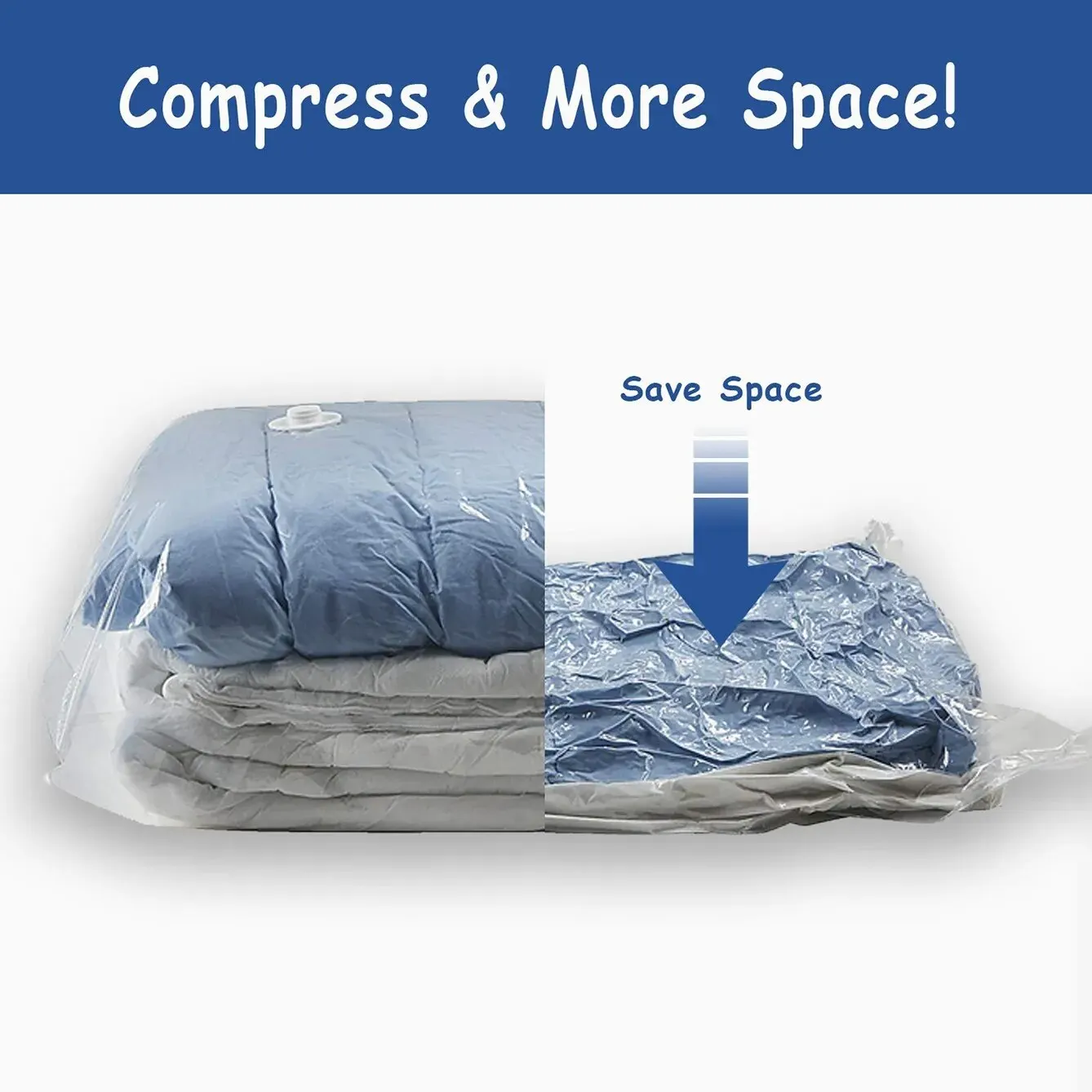 Vacuum Storage Bags Set for Clothing, Comforters, Blankets, Bedding Home Packing Organizers Not Include Pump