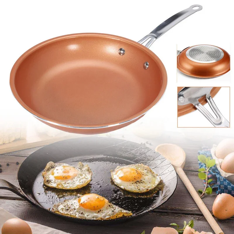 Hot new product nonstick Pan Copper Red Pan Ceramic Induction Frying Pan Pan Safety 8 10 12 Inch Kitchen Accessories