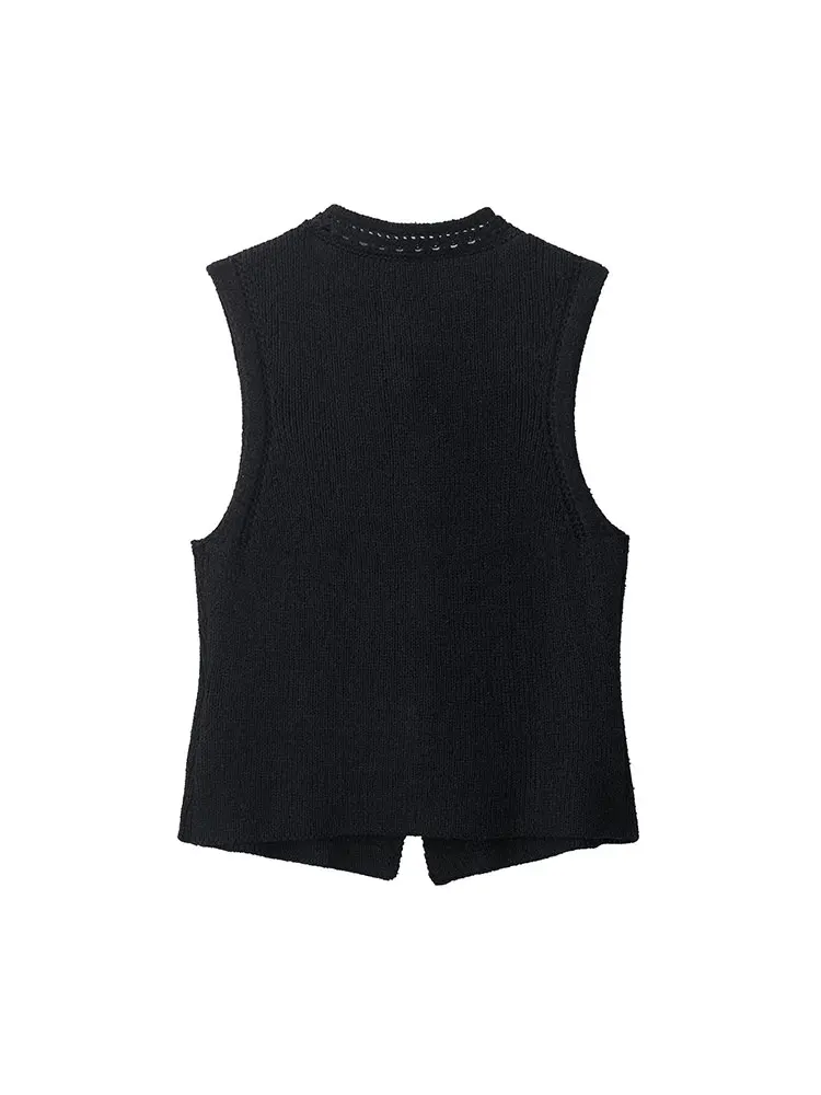 NLZGMSJ 2025 Herfst Trui Vesten Voor Vrouwen Textuur Gebreid Vest Vrouw Streetwear Knop Decoratie vrouwen Mouwloze Truien