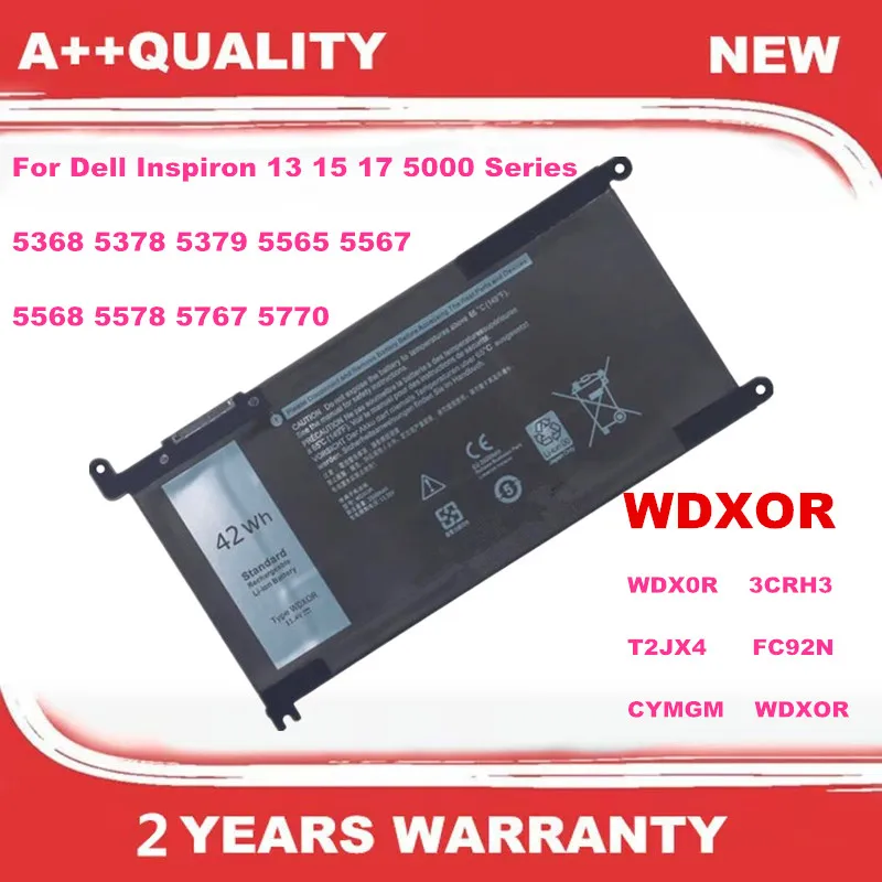 

11.4V 42Wh WDX0R WDXOR Laptop Battery For Dell Inspiron 13 15 17 5000 Series 5368 5378 5379 5565 5567 5568 5578 5767 5770