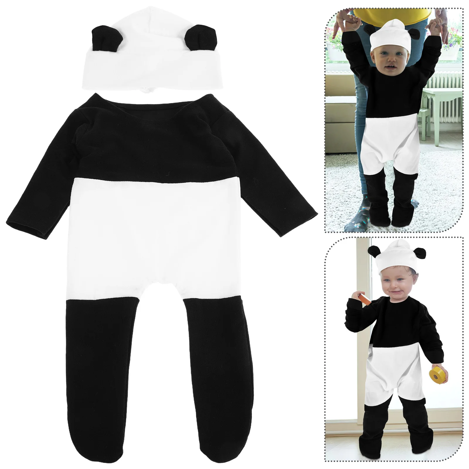 

1Set Newborn Costume Outfit Footed Romper Hat Soft Fabric Photoshoot Prop Baby Shower Gift Unisex Newborn