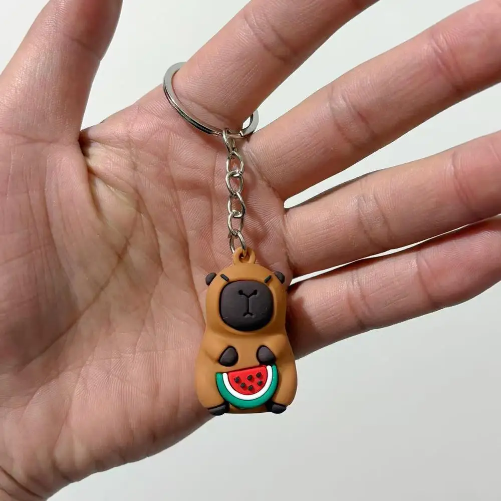 Niedliche Capybara Schlüssel bund Puppe Capibala Anhänger Fahrrad Rucksack Schlüssel Handy Anhänger Zubehör hässlich niedlich PVC weichen Gummi