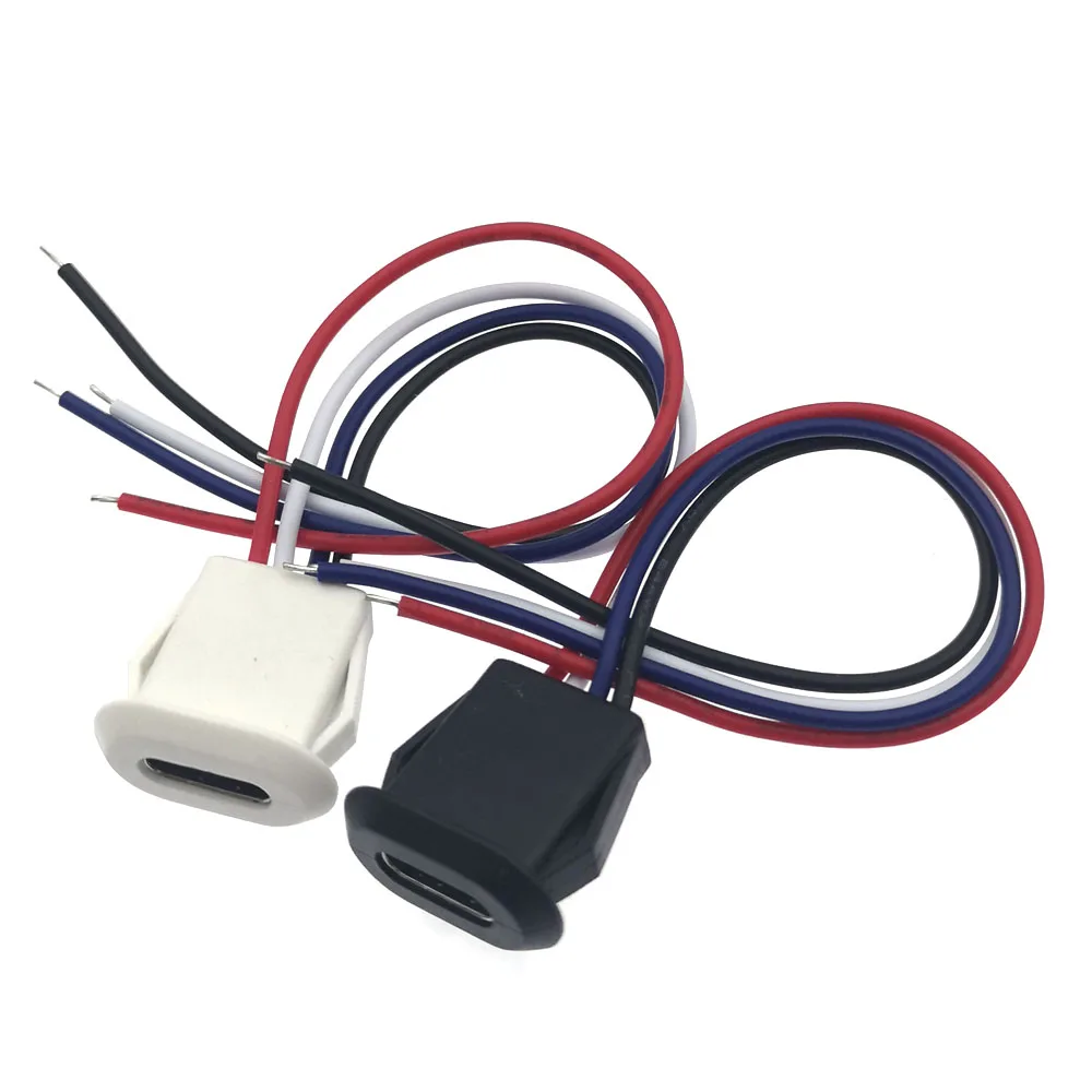 2/4/6Pin USB C نوع قابس الطاقة جاك موصل المباشر ضغط الإناث قاعدة أنثى المقبس شحن واجهة مع كابل