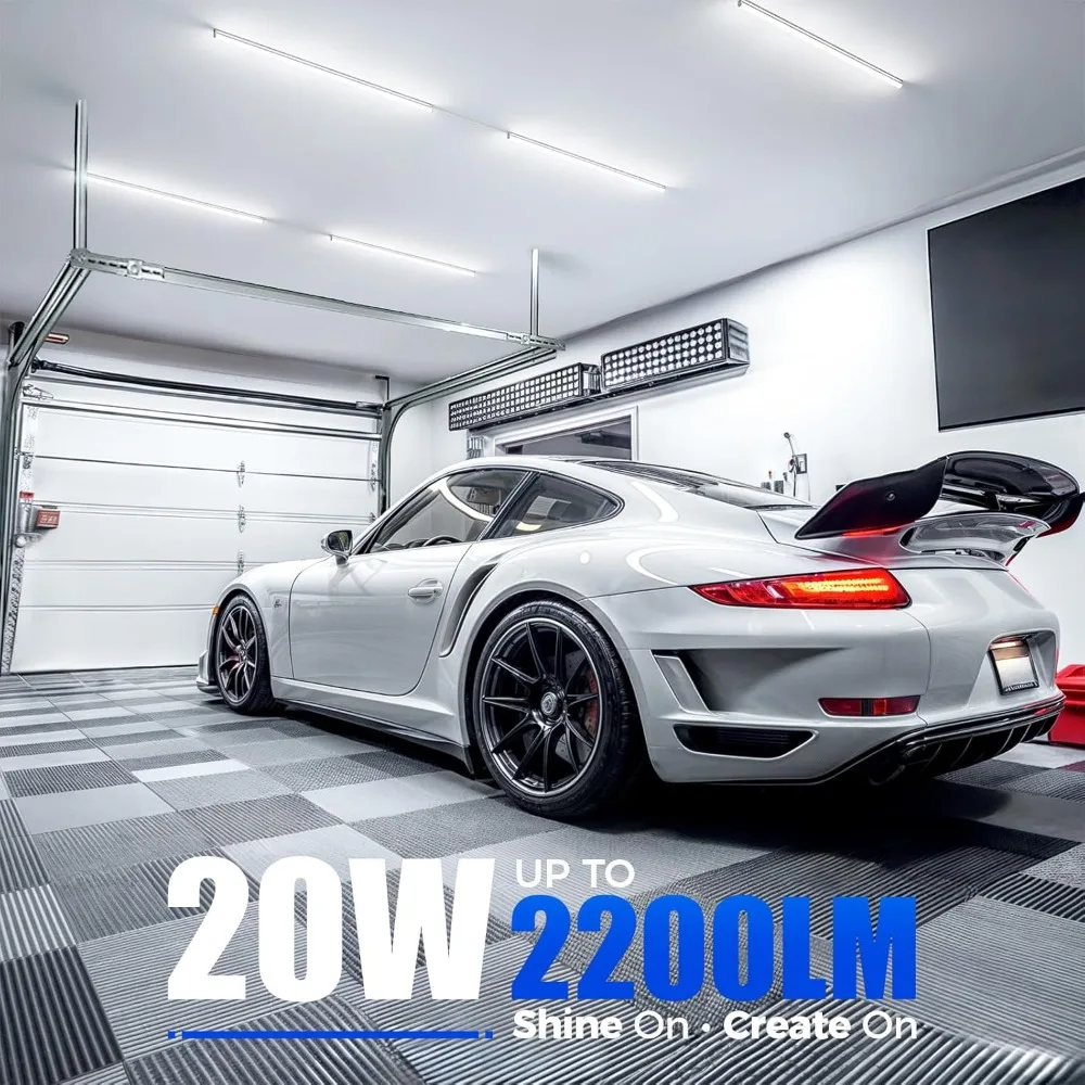 

T5 4FT LED Shop Light, 2 Pcs Power Cords 6500K Super Bright White 2200lm 20W Utility Light Fixture,