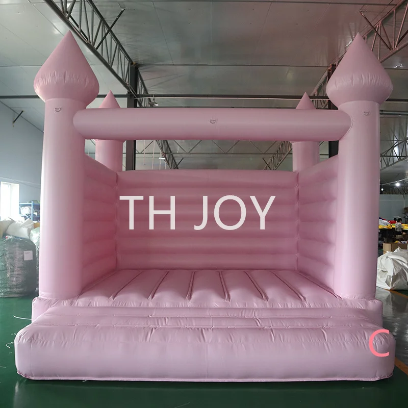 fast air ship to door, adults kids commercial inflatable white wedding bouncy castle, pastel pink black bounce house for party