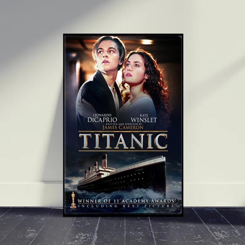 الكلاسيكية رومانسية فيلم تيتانيك الرجعية الفيلم المشارك ، قماش اللوحة ، الجمالية ليوناردو جدار الفن صور ، ديكور غرفة المنزل هدية ، 90s