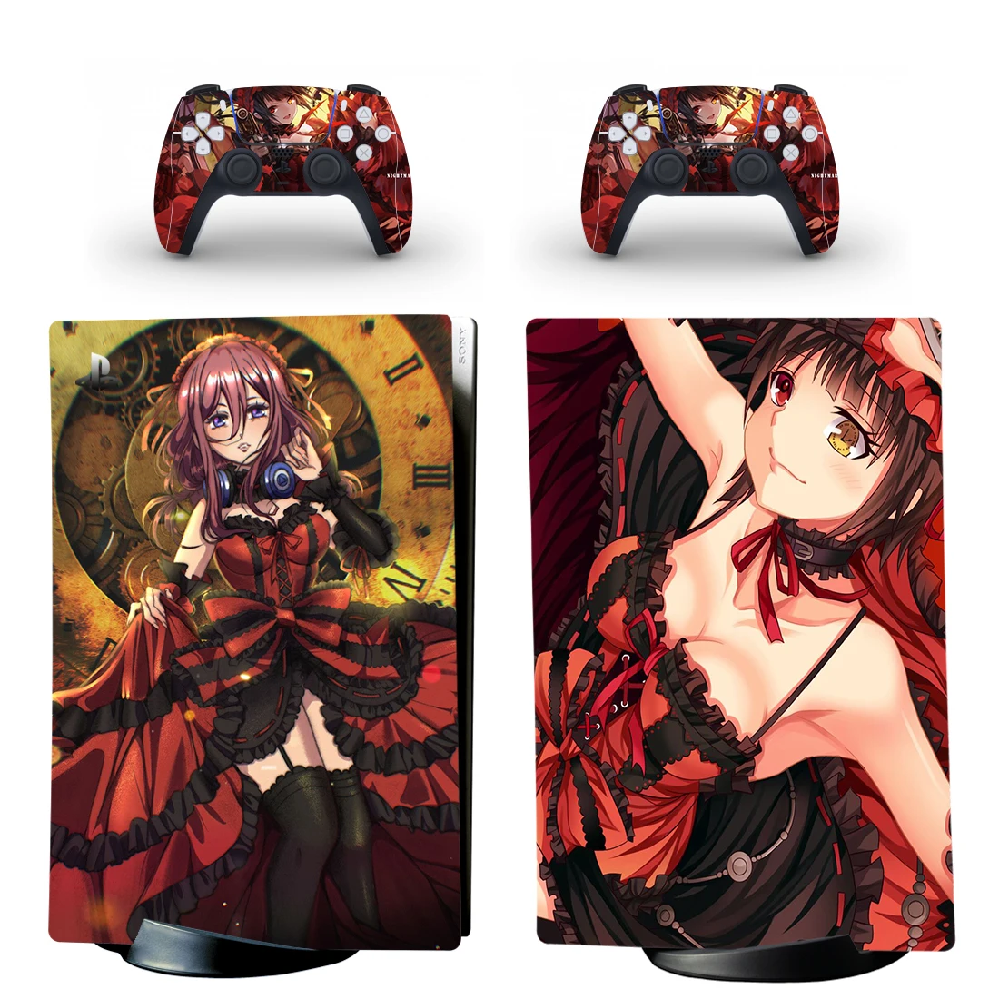 Anime Cute Girl Tokisaki Kurumi PS5 Digital Skin Sticker Decal Cover for Playstation 5 Console & 2 Controllers Vinyl Skins