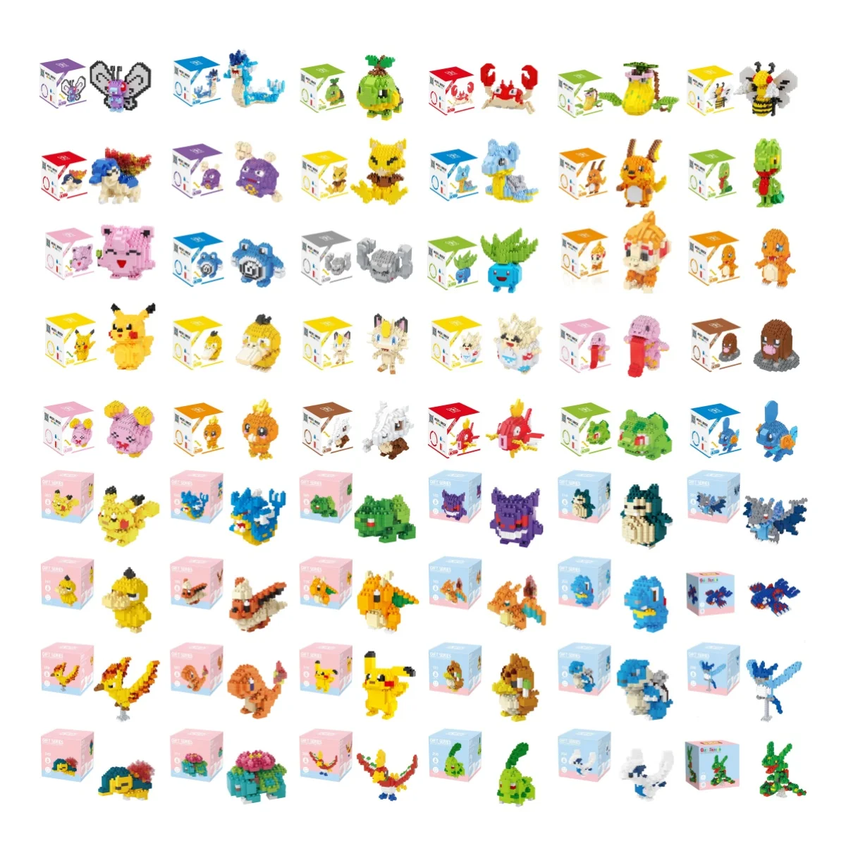 Pokemon 81 Style Pokemon Blocks Building Blocks Kawaii Cartoon Picachu Animal Mini Model Education Game Graphics Pokemon Toys