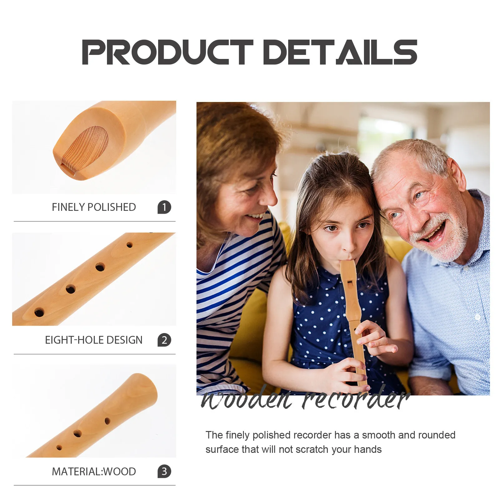 1セット 8穴ドイツ式リコーダー 初心者向け子供用楽器 天然 - Musical Instrument German のレビューと価格