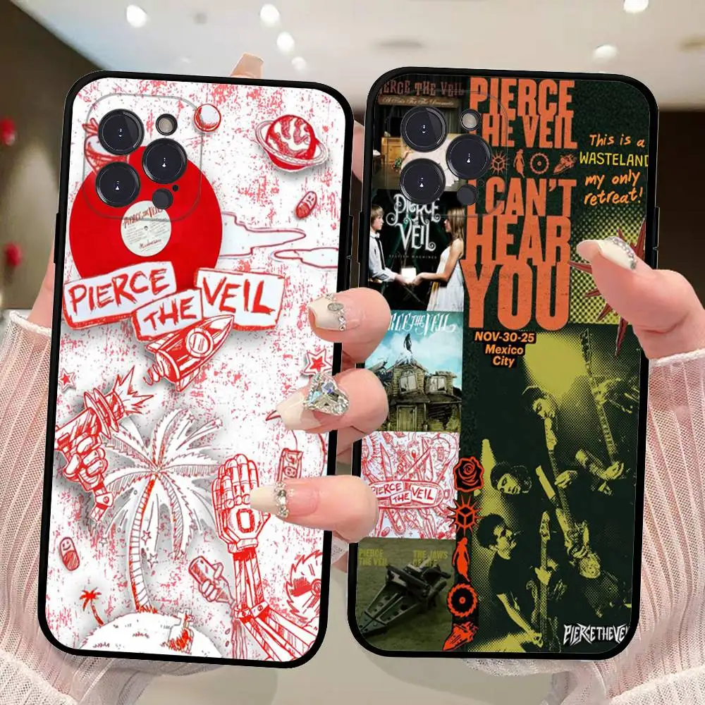 Rockband P-Pierce The V-Veil Handyhülle für iPhone 17 16 15 11 13 14 Pro Max Plus 12 Mini Schwarze Schutzhülle