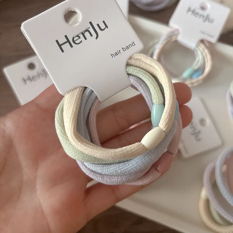 

Pastel Hair Elastics Set 5pcs K-Beauty Scrunchies High Stretch Gentle Grip Ponytail Holders Kawaii Gift for School Girls
