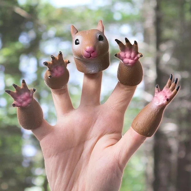 Squirrel Finger Puppet Set, Animals Puppet Show Theater Props,Novelty Toys Weird Stuff Gifts