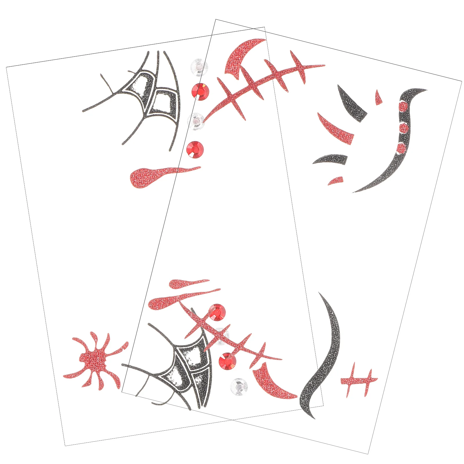 

2 Sheets Halloween Face Tattoos Bright Temporary Decals Party Cosplay Eye Liner Stickers Skin Friendly Easy Apply Remove