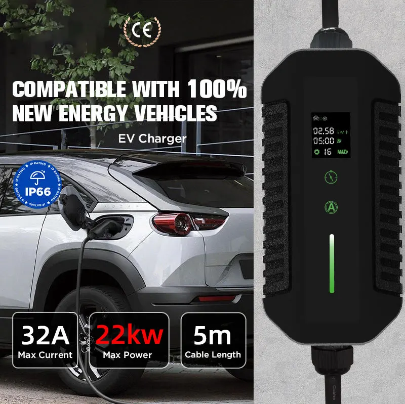 EVSELink EV charger type 2 22KW 32A Portable EV charger wallbox type 2 IP66 Wallbox And Accessories