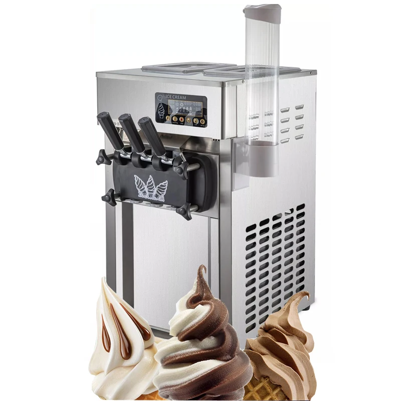 Commercial Soft Ice Cream Machine With LCD Display Ice Cream Maker Desktop Stainless Steel Ice Cream Machine Vending