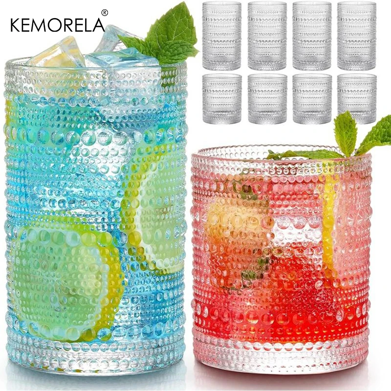 8PCS/Set 12 Oz Highball Glasses & 10 Oz Cocktail Glasses Set Kitchen Water Glasses Cup Bar Tumbler Glassware Set For Beer