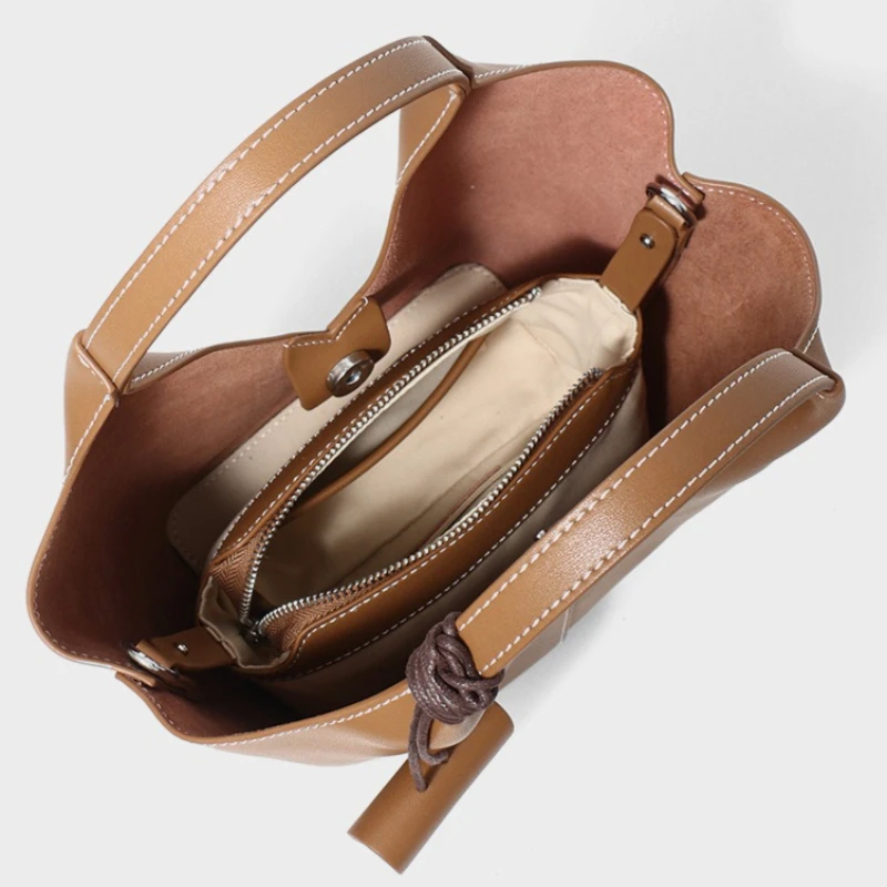 Minimalist Work Handbag for Women Genuine Leather Large Capacity Convertible Crossbody Shoulder Bag Luxury Tote