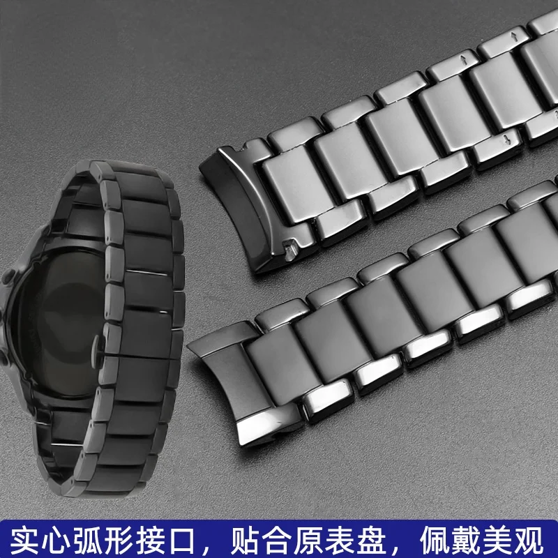 For Armani Ceramic Watch Band Ar1452 Ar1451 Frosted Watch Strap Black Bright Sports Watchband Men