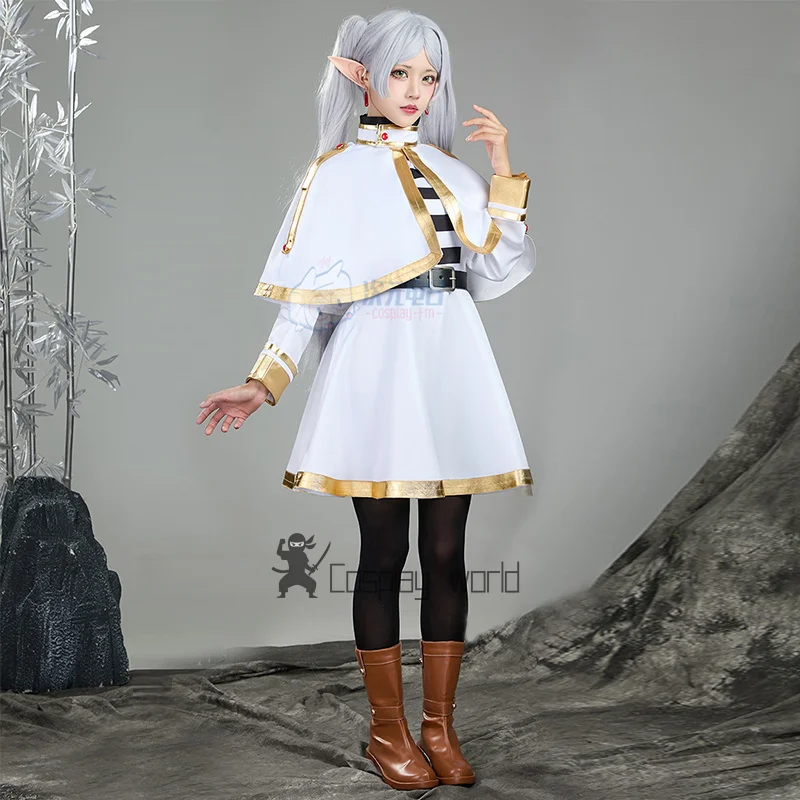 

Frieren: Beyond Journey's End Anime Cosplay Frieren Costume Elf Ears Cloak Dress Uniform for Women Halloween Christmas Party Set