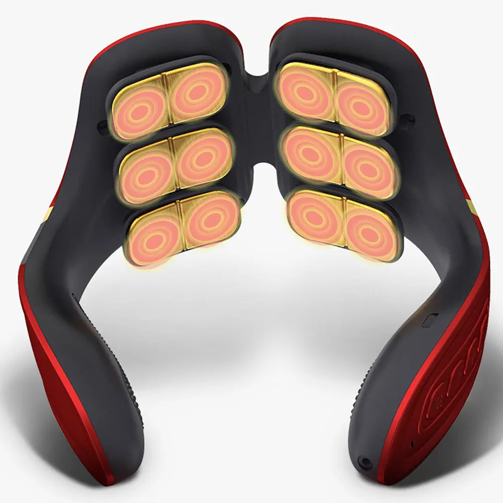 

1Set Neck Massaging Supply Red Ushaped Design Cervical Massager Promotes Blood Circulation Relieves Cervical Pain