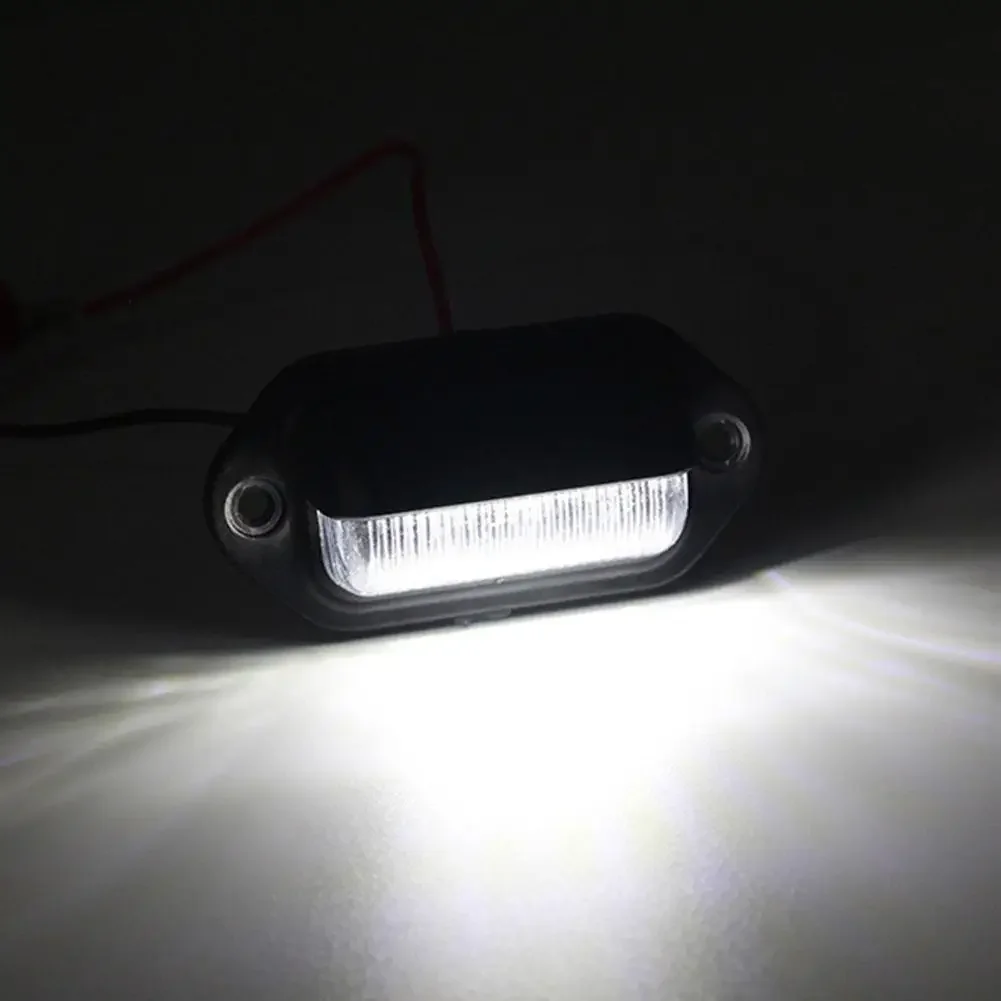 2Pcs 6 LED License Plate Light Lamp 12V -24V Car Truck Lorry Bus Trailer Tail Light Side Lamp Bulb White Motorcycle Signal Light