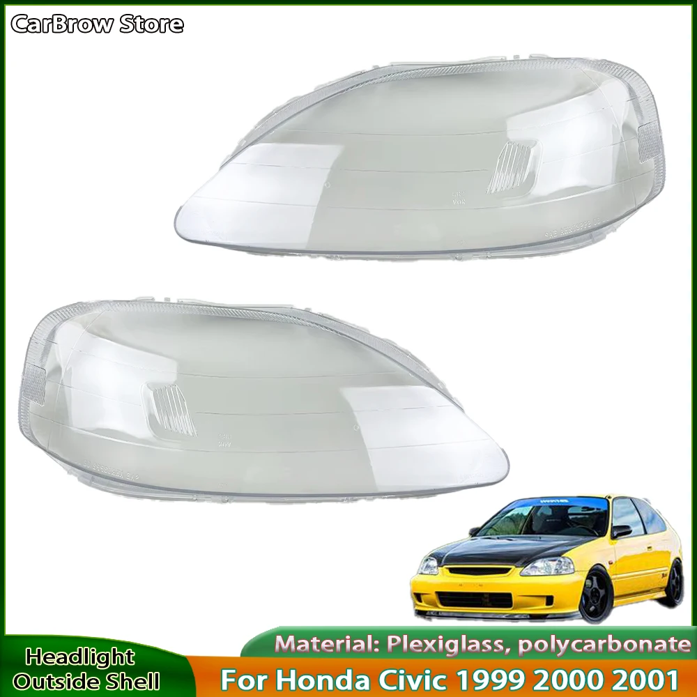 

Headlight Reflector Cover Replacement For Honda Civic 1999 to 2001 Car Front Light Assembly Transparent Housing Lens