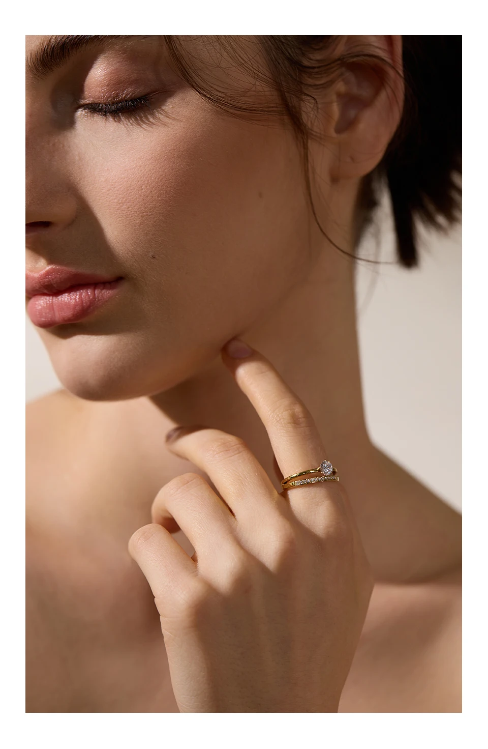Yhpup Zarter, glänzender Zirkonia-Edelstahl, doppellagig, klassischer Ring, hochwertiges Geschenk für Frauen, exquisiter romantischer Schmuck – Detail 7