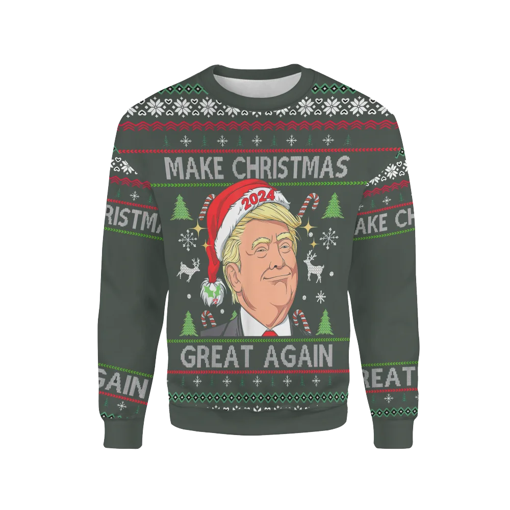 Interesting Christmas Funny Mr. Donald Trump Head Sweatshirt Casual Fashion Santa Claus Pullover Unisex Kid's Long-sleeved Tops