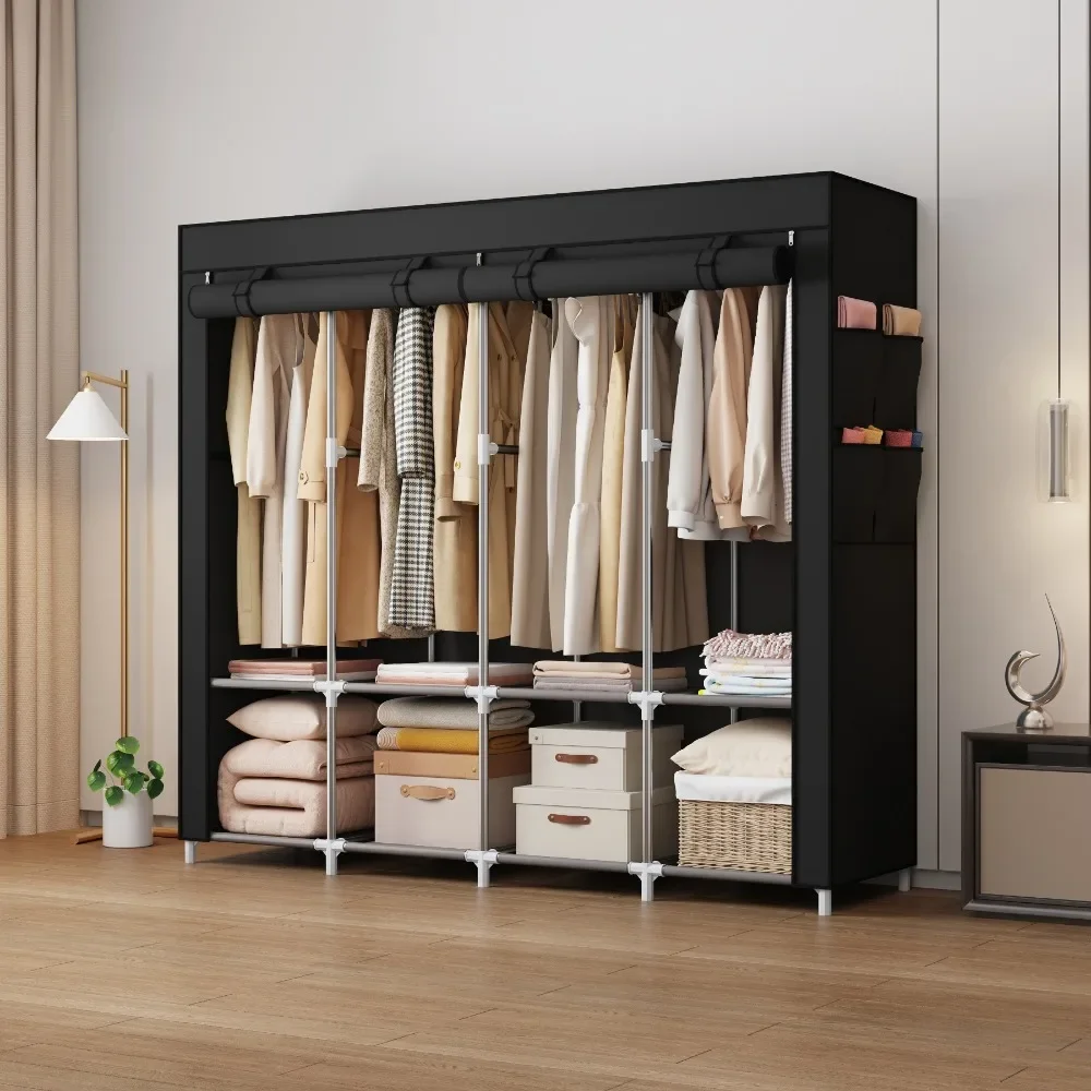 Placard Portable grande maison multicouche économique tissu armoire anti-poussière salle de location placard pour une personne organisateur de vêtements
