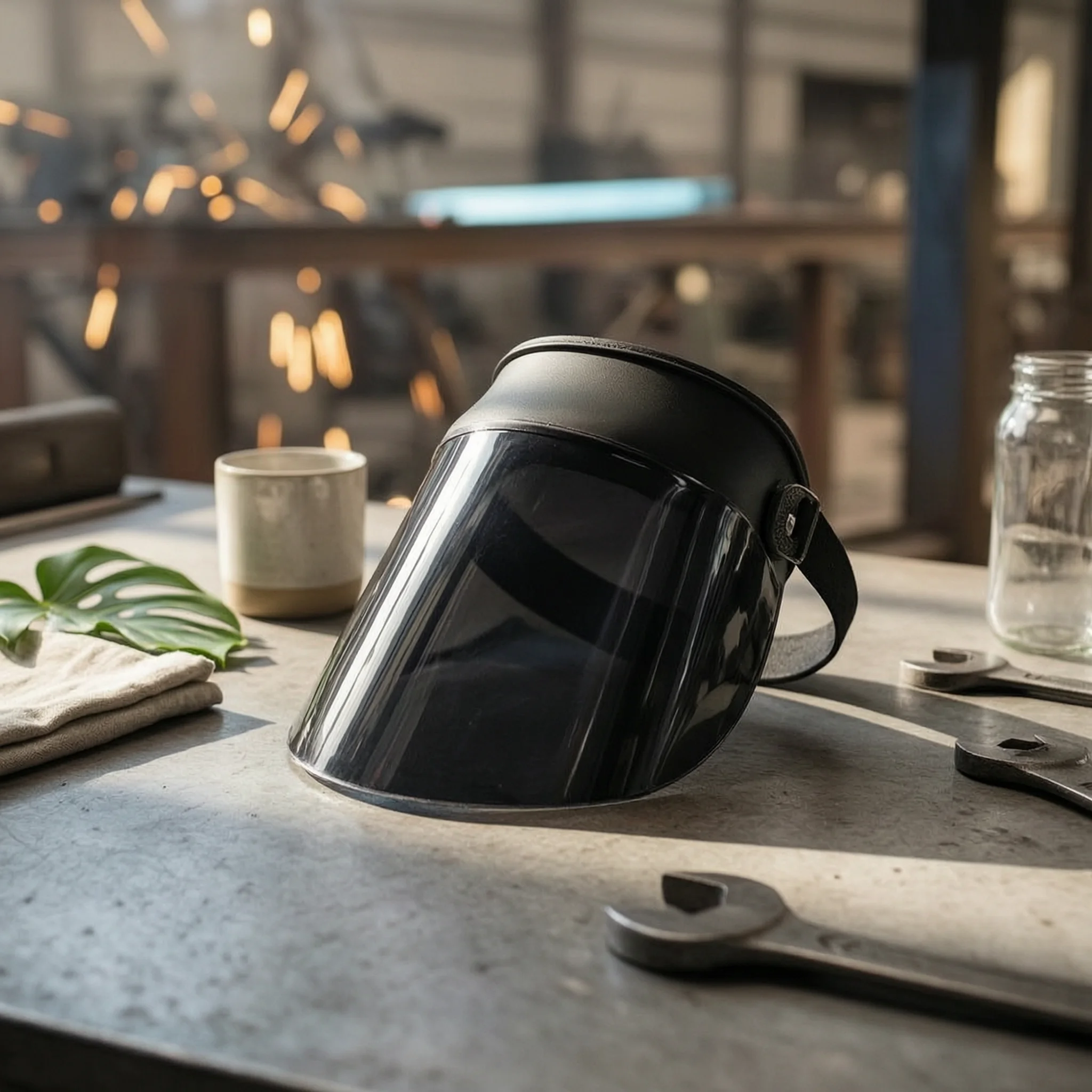 Headband Metal-Joining Mask Breathable Metal-Joining Face Guard Full Face Guard Anti-Glare Polycarbonate Visor Clear Vision