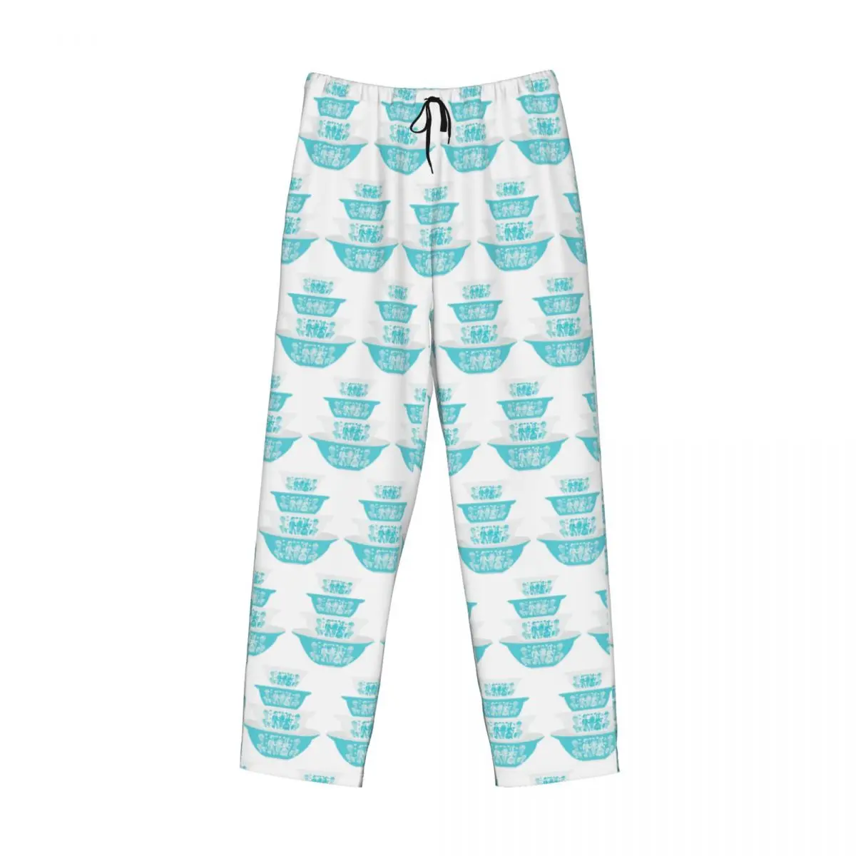

Custom Vintage Pyrex Butterprint Turquoise Nesting Bowls Pajama Pants Men Sleepwear Sleep Lounge Bottoms with Pockets