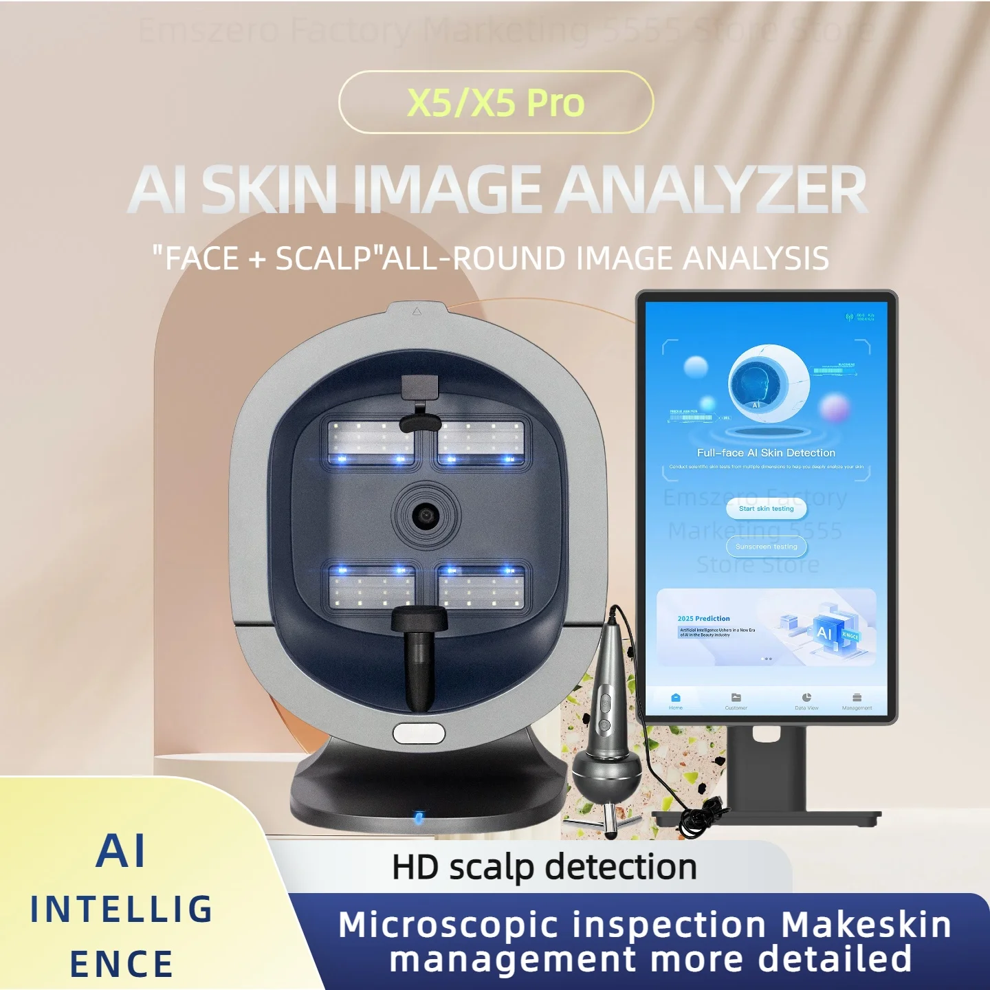 

15.6/21.5 Inch AI 3D Facial Skin Analyzer Professional 8 Light Spectrum Scanner Hair Analysis Commercial Beauty Care Tool.