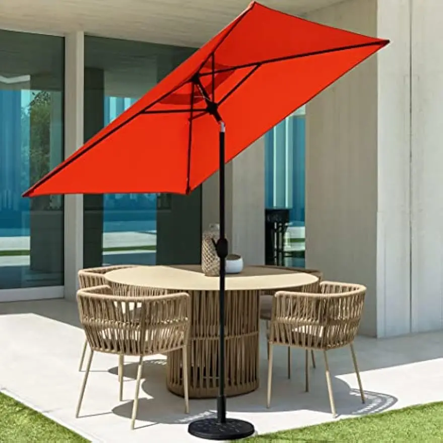 Furniture 6.5 Ft Square Market/Patio Umbrella with Tilt and Crank, perfect for Garden, Lawn,Deck,Backyard and Pool （Orange