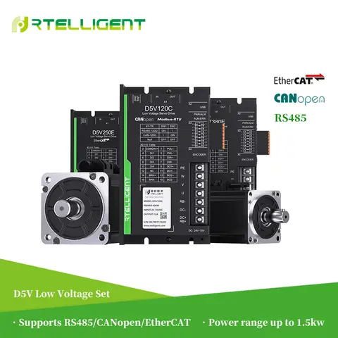 Rtelligent D5V low-voltage set 24-70VDC Support RS485/EtherCAT/CANopen 400W/750W/1KW