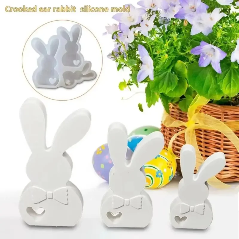 DIY Kaninchen Kerze Ornamente Formen Gips Handwerk Aromatherapie Bogen Kaninchen Silikon Form Liefert Epoxy 3D Form für Ostern Party