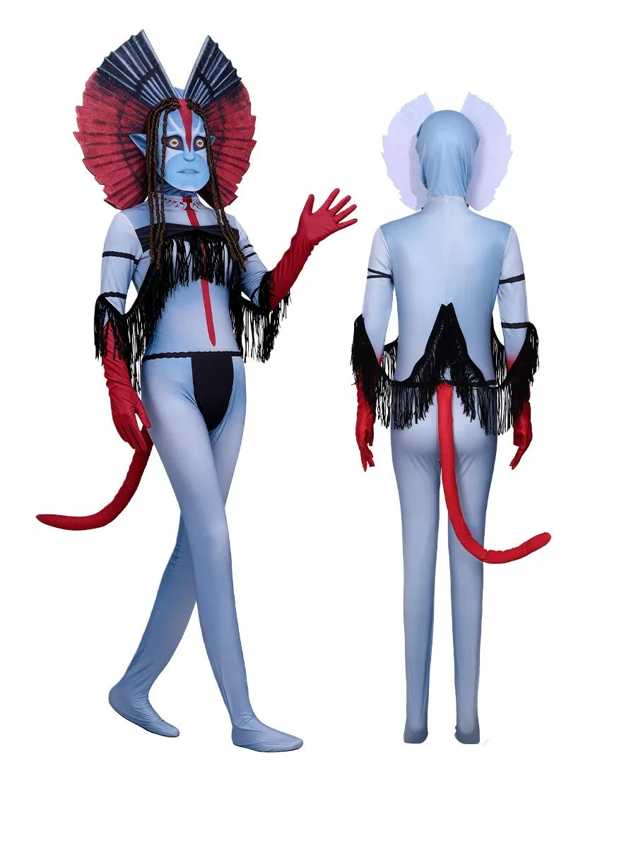 Avatar 3 Cosplay Costume Fire and Ash Navi Neytiri Women Polyester Jumpsuit Halloween Cosplay Bodysuit Set For Adult