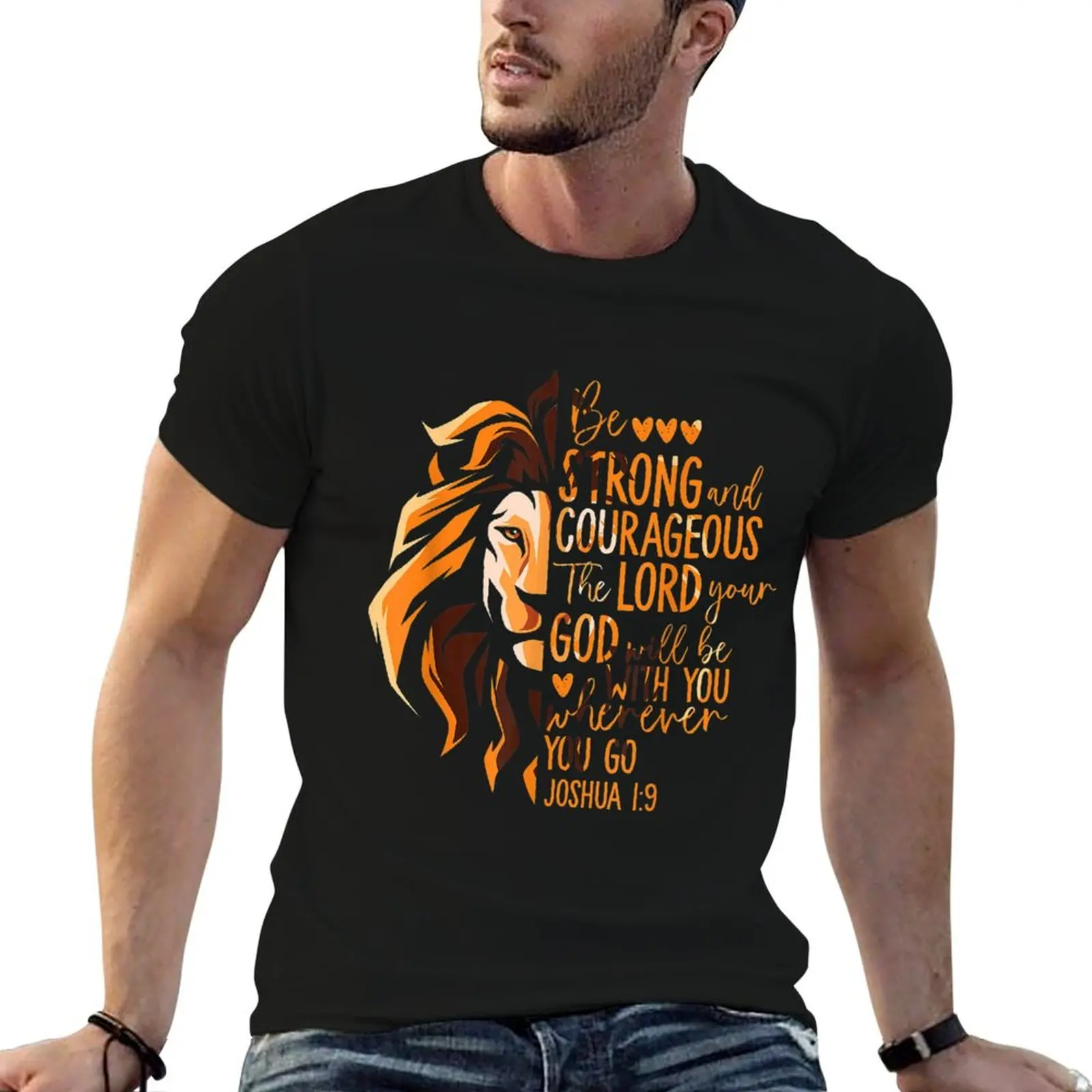 

T-Shirt Lion man shirts for Christian t printed Joshua man t 19 Bible for graphic vintage shirts