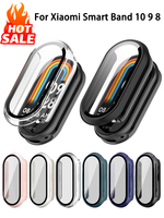 Tempered Glass+PC Case For Xiaomi Mi Band 10 9 8 Cover Shockproof Full Hard Screen Protector Xiaomi Smart Band 10 9 Accessories