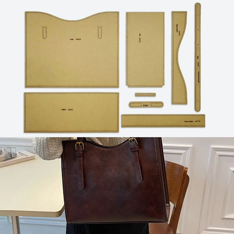 YOMDID 8PCS Business Umhängetasche Herstellung Kraftpapier Vorlage DIY Handtasche Vorlage für Vintage Design Leder Handwerk Form Kit