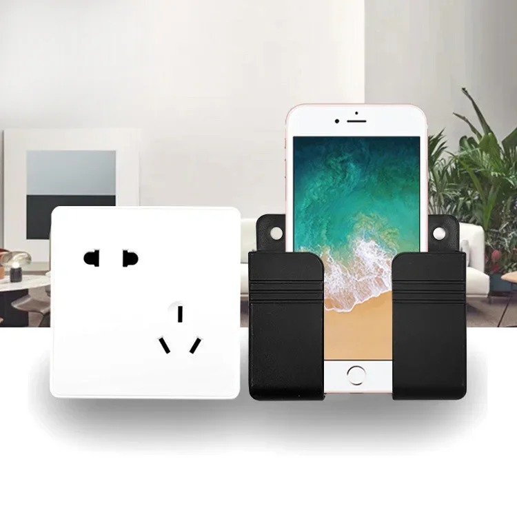 1pc Wall mounted adhesive storage box for placing mobile phone charging dock bracket