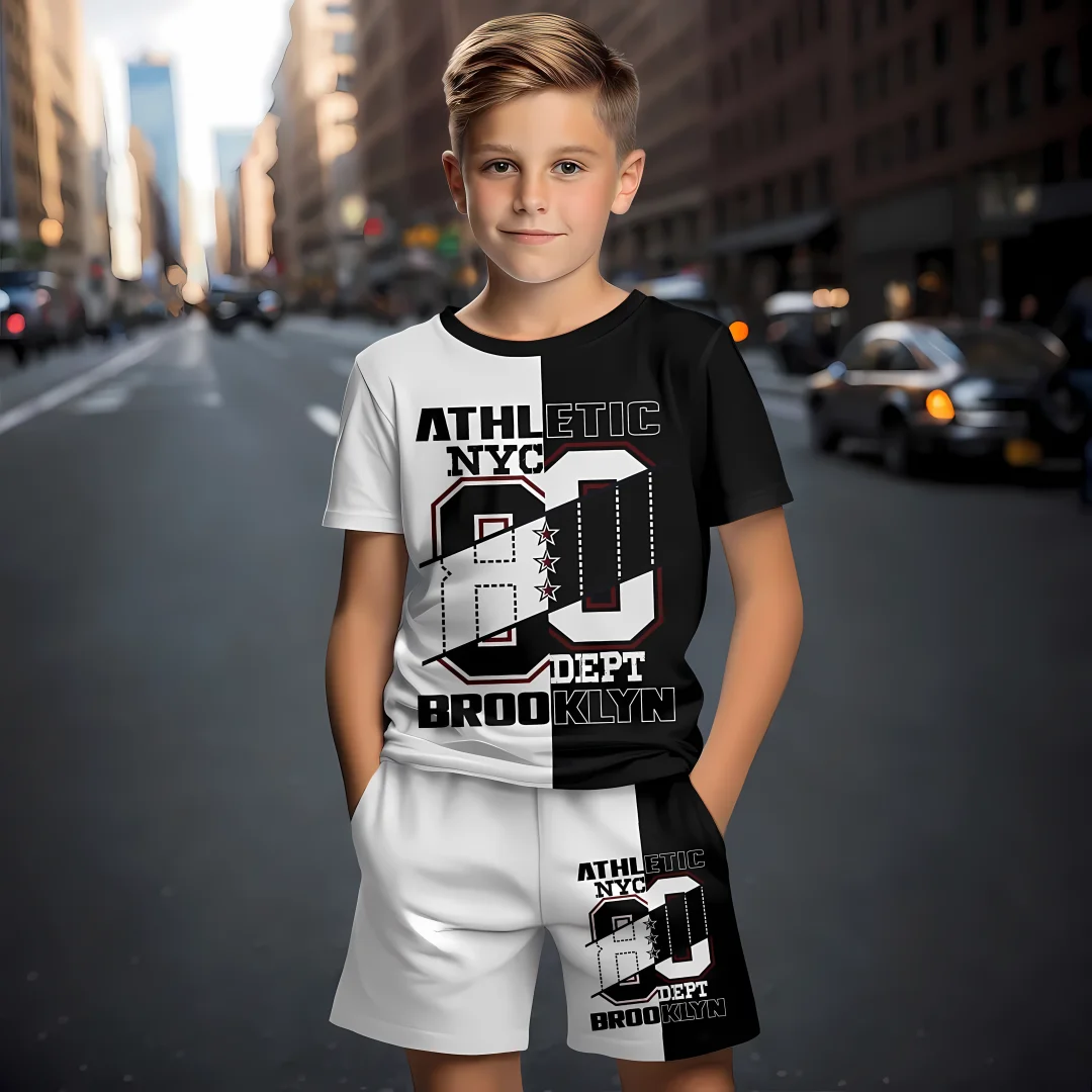 

Children's Clothing Suit for Boy 2-10Y Summer Short Sleeve T-Shirt 2 Piece Set 3D Print Shorts Casual Outdoor Children's Sets