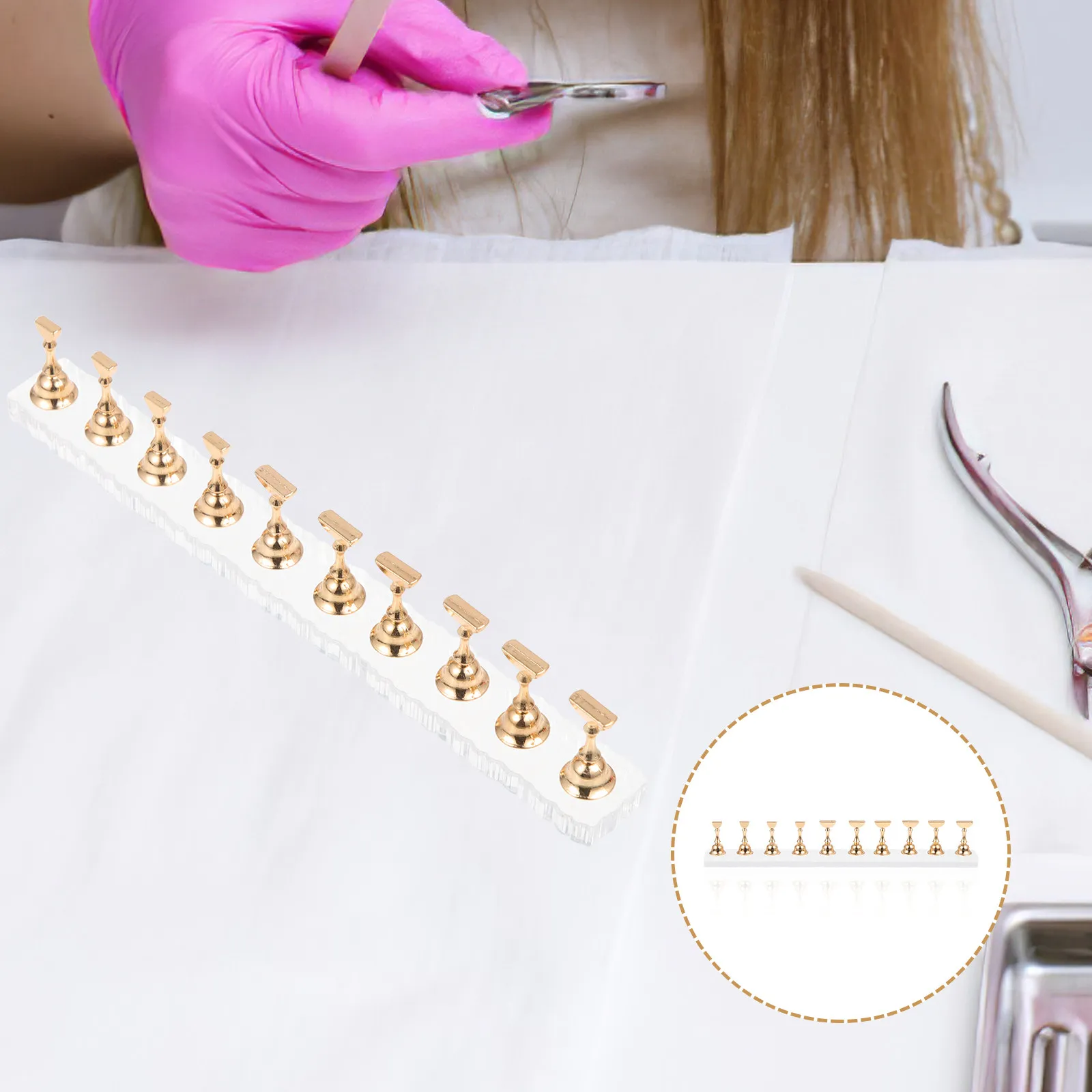 

1Set Smooth Surface Nail Art Metal Stand Practice Manicure Display Racks for Easy Carry and Use Nail Art Practice Manicure