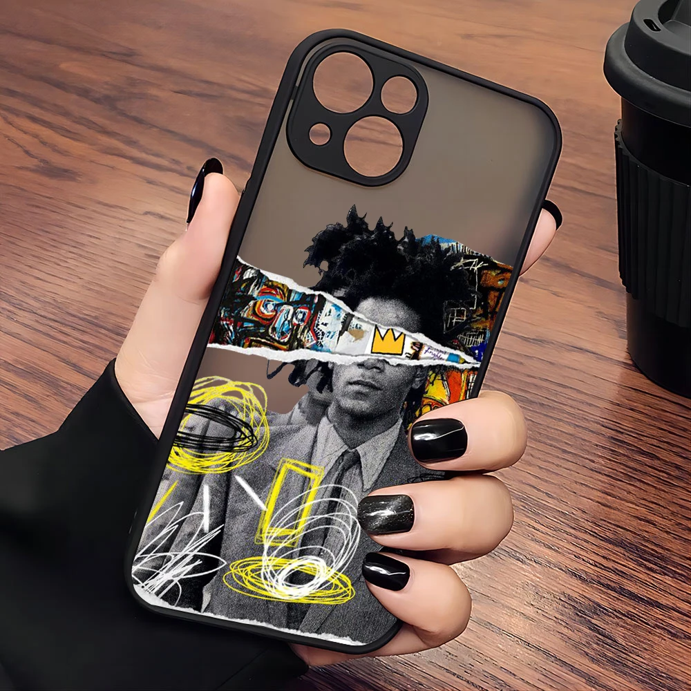 Custodia per telefono Fashion Art per B-BasquiatS iPhone 15 14 13 12 11 Mini Pro Max X XR XSMax 7 8 Plus Cover posteriore trasparente opaca