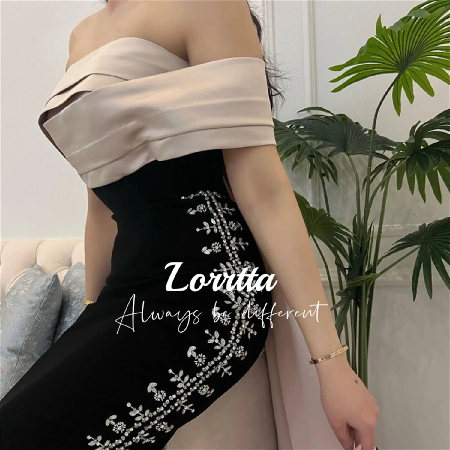 Tight New Satin Black Appliqué Arabic Robe for Women Ground-length شارون سعيد فساتين سهرة فخمه Customized Vestidos Largos سهره