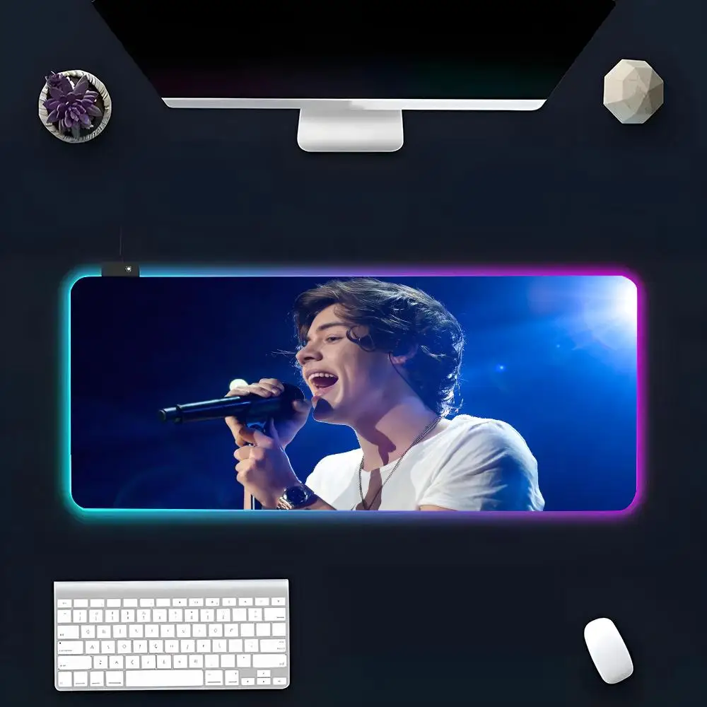 Singer Harry Styles Mouse Pad RGB Glow Personality Picture Custom PC Table Mat Carpet Mat Game Player Dedicated LED