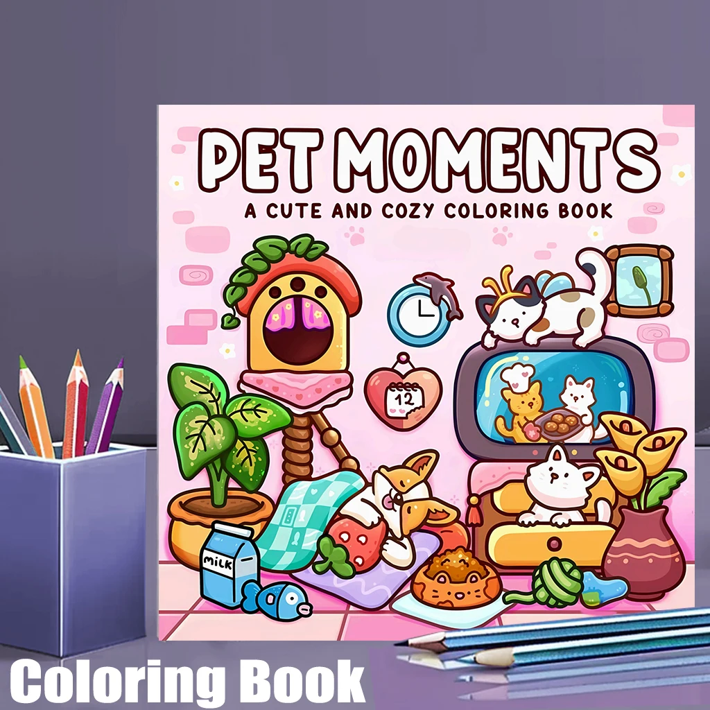 28 صفحة كتاب تلوين كتي للحيوانات الأليفة للبالغين |   كتاب التلوين، لوازم الرسم لعيد الميلاد وعيد الشكر