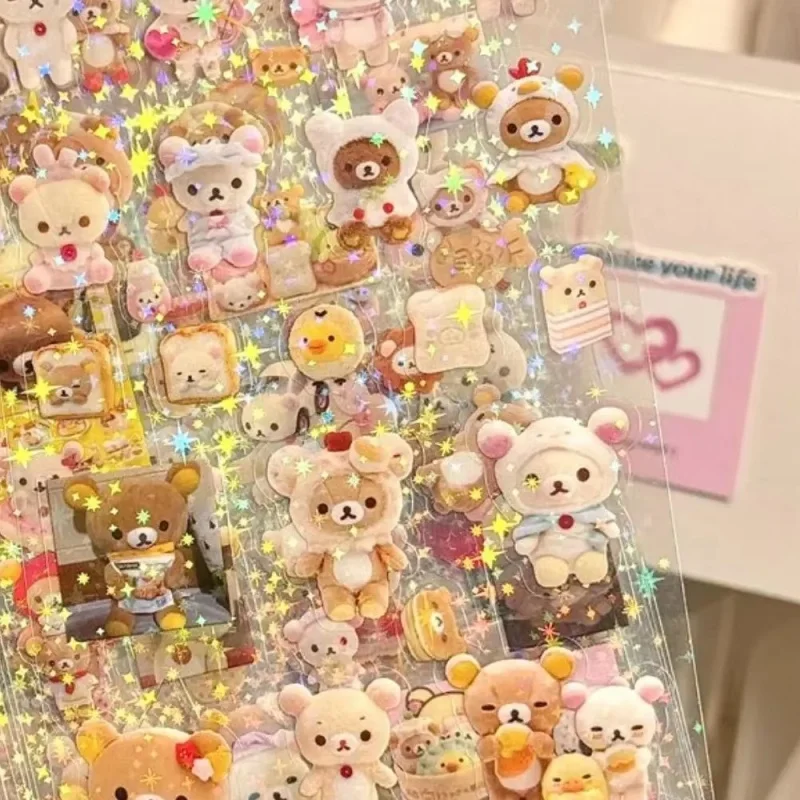 5 قطع الكرتون لطيف مرحبا كيتي Rilakkuma ملصقات يموت قطع ملصق أنيمي كتيبات المواد وامض الليزر ملصق لعبة طفل #3