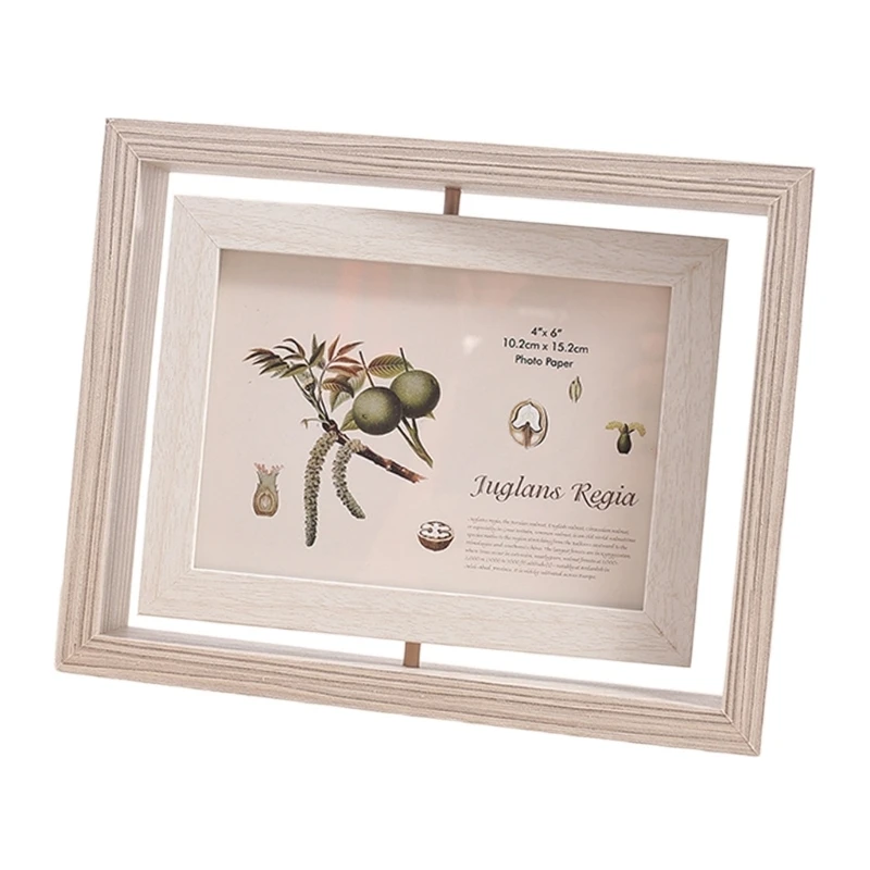  360 Degree Rotatable Photo Frame 6 Inch Double Sided View Swivels Photo Stand Picture Frame For Wall Tabletop Display