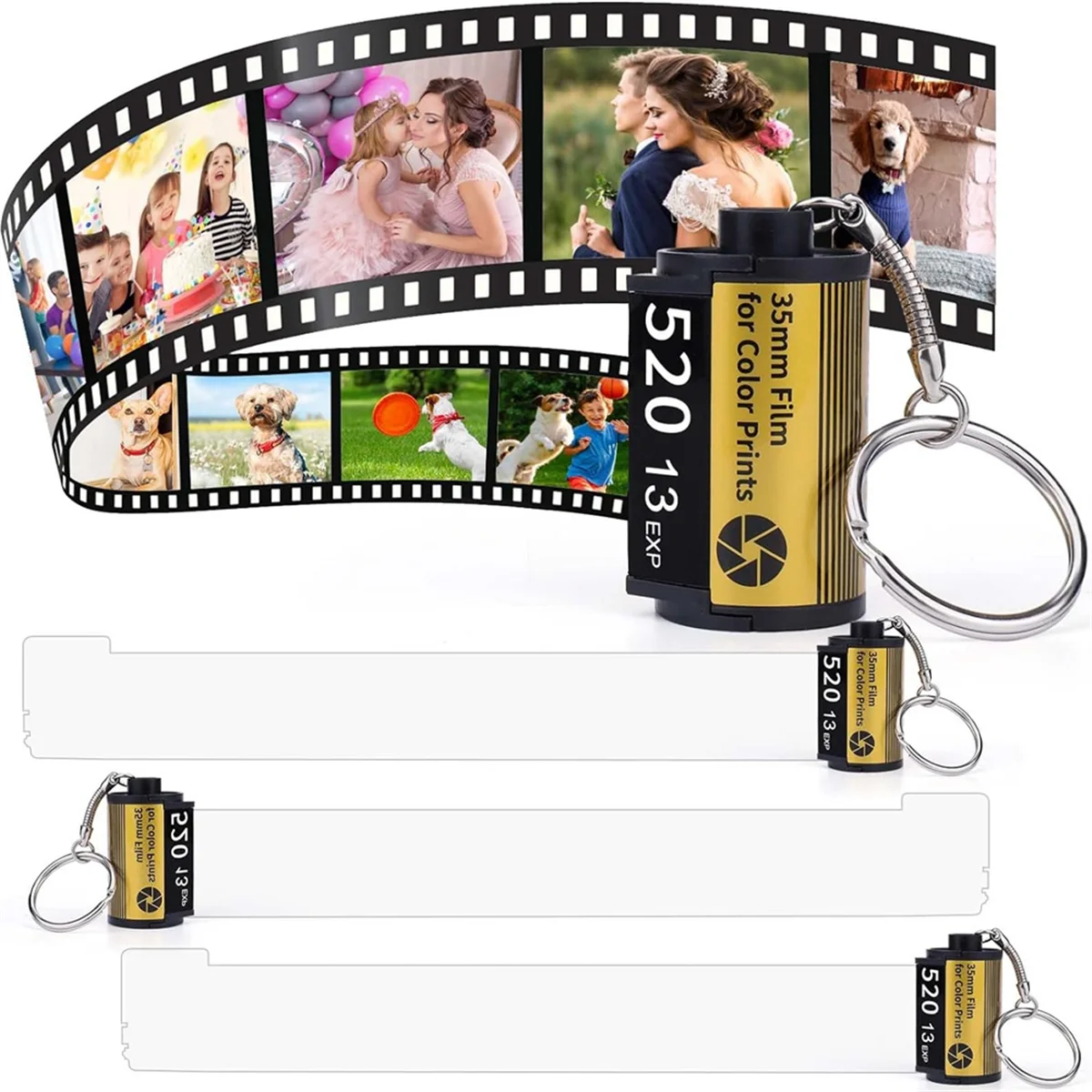 Sublimation Blanks Products Photo Sublimation Memory Camera Roll Keychain Jar Holds 20 Photos, Sublimation