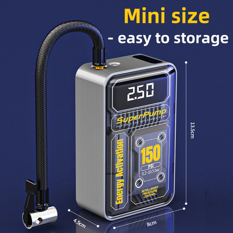 Wireless/Wired Car Air Compressor 4000mAh Electric Air Pump Tire Inflatable Pump Mechanical Industrial Style Car Tyre Inflator